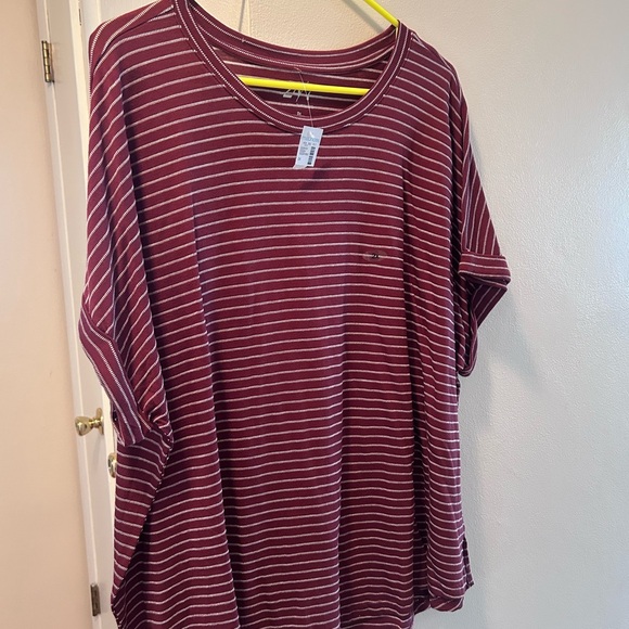 Maurices Tops - Maurices Burgundy Striped Short Sleeve Top
